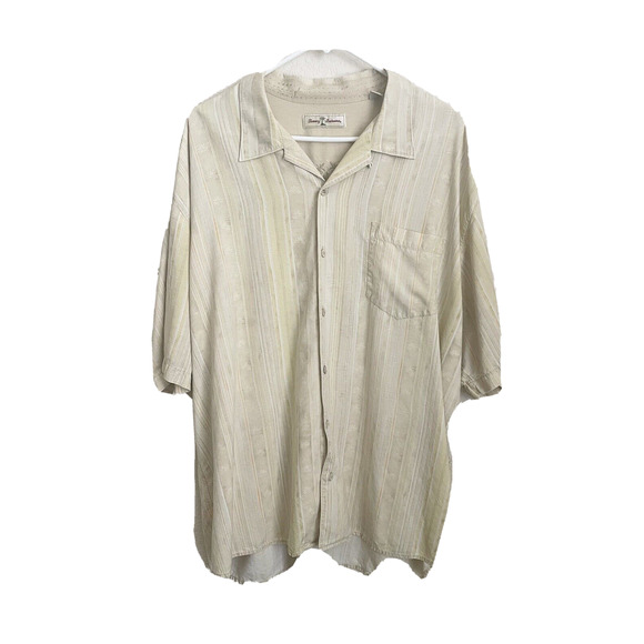 Tommy Bahama Mens Yellow XXL Pineapple Shirt 100% Silk Short Sleeve Pre-owned - Picture 1 of 12